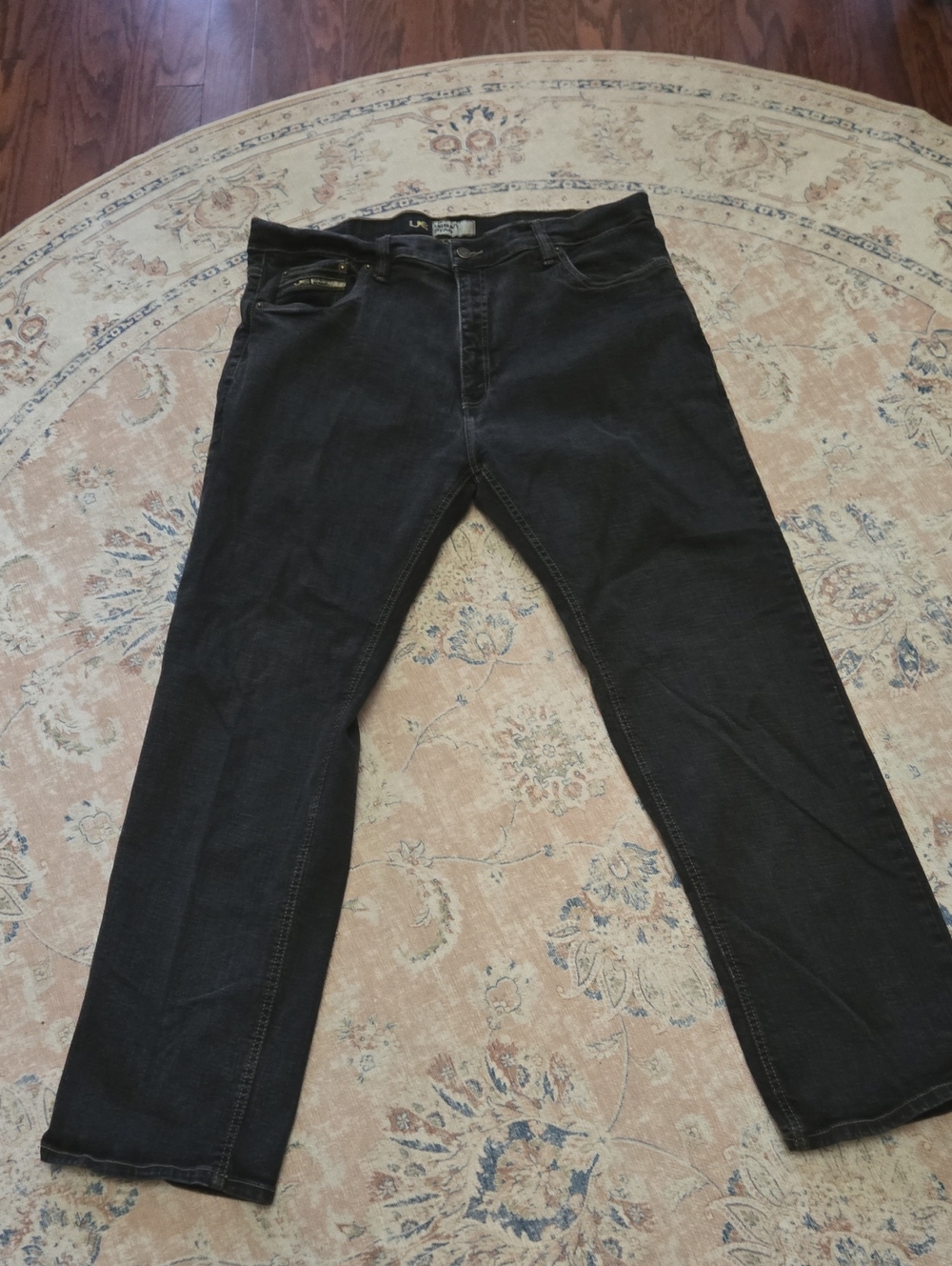 URBAN STAR Straight LEG Black Jeans Stretch Classic 5 Pocket Style Sz 38/31 EUC